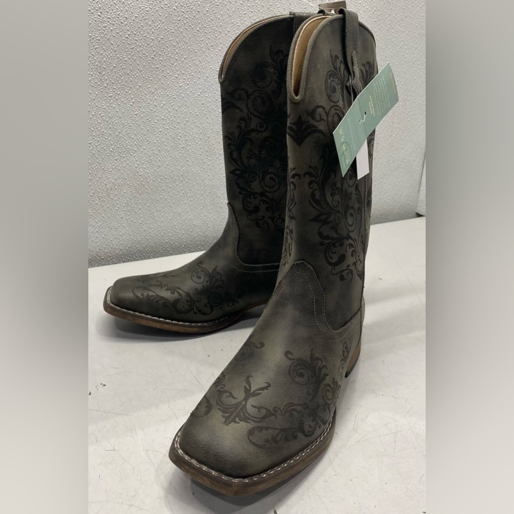 New Roper Women's Black Square Toe Boots Size 9